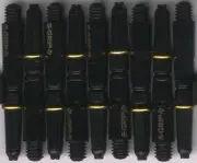 1.5in 2ba Black/Gold HARROWS SUPERGRIP Spinning Nylon Dart Shafts: 3 per set