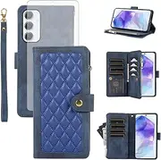 [Asuwish] Mobile Phone Case for Samsung Galaxy A55 5G Case with Screen Protector Card Slot Foldable Leather Wallet Stand A 55 55A A555G Zip Mobile Phone Cases Protective Phone Case Blue