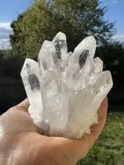 Natural White Clear Quartz Crystal Gemstone cluster Mineral Geode Point Reiki He
