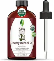 SVA Cherry Kernel Oil Organic - 4 Fl Oz – 100% Natural Cold Pressed Organic Cherry Kernel Oil - for Face, Skin Care, Hair Care, Scalp Massage & Body Massage – Carrier Oil with Dropper