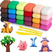 24 Color Air Dry Modeling Clay, DIY Molding Clay with Tools, Toy Gifts for Kids