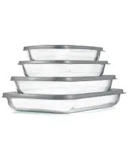 Nutrichef 4pc Glass Mixing Bowls Set With Lids NoSize Grey