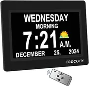 TROCOTN 7 Inchs Digital Clock Large Display Alarm Clock Wall Clock (Black)