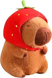 13'' Capybara Stuffed Animal, Cute Doll, Soft Capybara Plush, Animal Stuffed Toy with Hat, Adorable Plush Soft Toy, Plushie Pillow