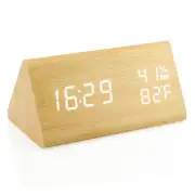 Wooden Alarm Clock, Wood Alarm Clock Smart LED Digital Clock for Bedroom/desk...