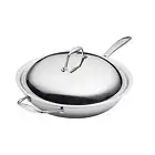 Tri-Ply Clad Stainless Steel 12.5-Inch Wok with lid, Induction-Ready, Dishwas...