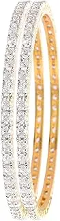 [Ratnavali Jewels] CZ Zirconia Gold Tone White Diamond Elegant Bollywood Indian Bangles Jewelry Women