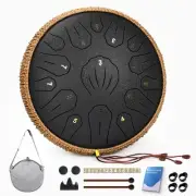 Steel Tongue Drum - 13 Inch 15 Note Tongue Drum, Handpan Musical Instrument f...