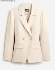 J.Crew $298 Petite Devon Blazer Italian City Wool Blend Pale Bone Size P2 BU016