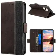 Closure Case with Flip Wallet Stand Function Cover for iPhone 13 - Brown