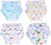 ANDRESLAD Boys/girls Training Pants 4pcs Washable Gauze Pants Soft Breathable and Easy to Wear for Potty Training Fun Prints