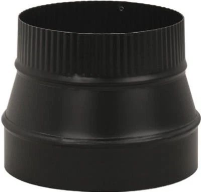 Black Stove Pipe Flue Reducer, Small Crimp End, 24-Ga., 5 x 4-In. BM0073