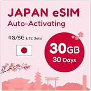 TSIM Japan Prepaid Travel Data ESIM 30 Days 30GB | 5G Docomo Network | Hotspot Tethering Allowed | Auto Activated E-SIM