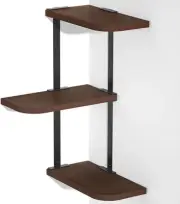 Love-KANKEI Corner Shelf Wall Mount of 3 Tier Rustic Wood Dark Walnut