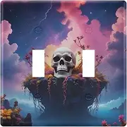 AIXIWAWA Switch Plate Fantasy Skull Print, 1 Pack Home Decor Wall Plates 2-gang with Screw Size 4.56x4.48x0.27 in