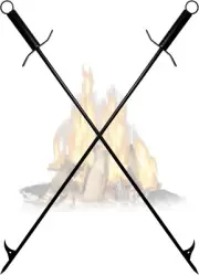 36'' Long Firepit Poker - For Outside Pits & Indoor Hearth - 2 Pcs - Black