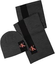 [Calvin Klein] mens Enclosed Silicone Ck Monogram Beanie and Scarf Set