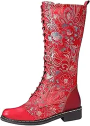 [SBGMoSJ] Extra Wide Calf Boots for Women Brown Black Knee High Boots for Women Low Heel Pointed Toe Black Western Boots Women Square Extra Wide Leg Cowgirl Boots Women Womens Black and White Cowboy Boot