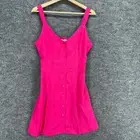 New Gilli Dress Women S Small Pink Sheath Midi V-Neck Button Up Sleeveless Linen