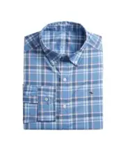 Vineyard Vines Men’s Performance Nylon Plaid Shirt In DOCKSIDE BLUE Large