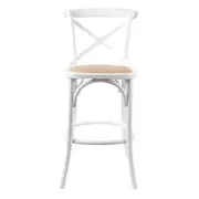 Café Cross Back Bar Stool - White/Rattan