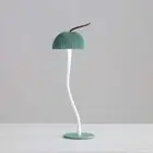 Corrugated Green Lamp Cap Elegant Curved Stem Mushroom Desk Lamp - Adjustable LE