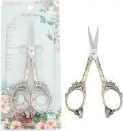 1Set 4.7Inch Stainless Steel Sewing Scissors Butterfly Pattern Vintage Style Emb