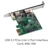 USB 3.1 PCIe 2.0x1 2 Port Interface Card- u3-pcie1xg205-18