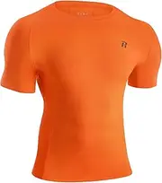 [Runhit] Compression Shirt Men Short Sleeve Compression Shirt Men Moisture Wicking Undershirt for Running Orange M