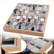 24 Slots Watch Display Box Organizer Tray Retail Wooden Jewelry Storage Case US
