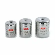 Stainless Steel Laser Printed Tea, Coffee, Sugar Canisters Set of 3