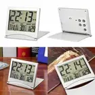1x Silver Digital LCD Display Desk Alarm Clock Calendar Time Date D7H0 2024 L8P3