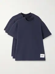 [Jil Sander] Jil Sander - Three-pack Appliquéd Cotton-jersey T-shirts - Navy - small small Blue