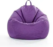 DSAoTeng Bean Bag Cover Without Filling, Linen Solid Colours Gaming Bean Bag Chair for Adult Kids, Premium Highback Beanbag Seat Stuffed Animal Toy Storage Lazy Sofa (Purple,Large)