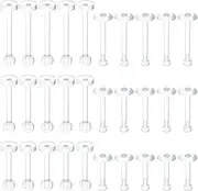 [SmallCat] 30pcs Clear Piercing Retainer for Women Men, Transparent Plastic Lip Rings Retainer, Nose Studs Retainers for Sports Work - 1/4" (6 mm), 5/16" (8 mm), 3/8" (10 mm), multi-sizes, Plastic, no