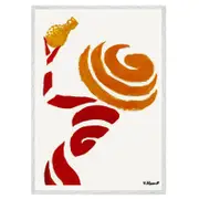 Galrie Bernard Villemot Orange Swirl Abstract Art Print for Modern Decor, White Frame, 70 x 100cm (28 x 40inch)