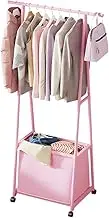 Clothes Rack with Large Storage Bag Removable Clothes Organizer Stand on Wheels 2-in-1 Freestanding Triangle Garment Rack Rolling Clothes Storage Cart for Bedroom/Laundry Room/Living-Room