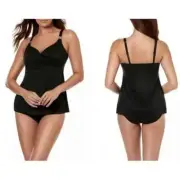 Miraclesuit Black Solid Surplice Underwire Tankini Top 6533010 Size 34DDD $128
