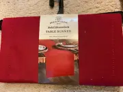 Bee and Willow Cranberry/Red Table Runner 14" x 90". Brand New