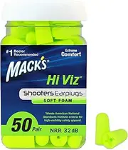 Mack's Hi Viz Soft Foam Shooting Ear Plugs, 50 Pair - Most Visible Color, Easy Compliance Checks, 32dB High NRR - Comfortable, Safe Earplugs for Hunting, Tactical, Target, Skeet and Trap Shooting