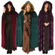 Hooded Cloak with Faux Fur Trim Adult Medieval Costume Fancy Dress