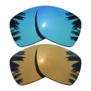 Ice Blue Mirrored&Bronze Gold Replacement Lenses for-Oakley Deviation Polarized