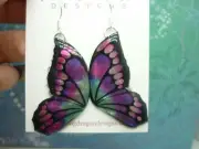 Unique Gift Butterfly Double Wing Earrings Purple Pink - Fairy Faerie Jewellery