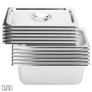 SOGA 6X Stainless Steel 1/3 Gastronorm GN Pan Full Size 15cm Deep Tray w/ Lid