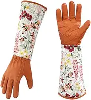 Long Gardening Gloves Women - Long Forearm Protection Gardening Gloves | Palm Padded Work Garden Sleeves with Non-Slip Grip for Weeding