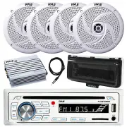 Pyle Bluetooth Marine CD Radio, Cover, Amp, Antenna, 4x 8" 320W Boat Speakers