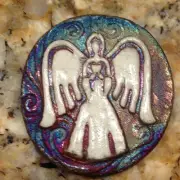 (2) Angel Medallions " I am Blessed" Raku Pottery NEW
