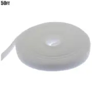 50FT Hook Loop Reusable Self Attaching Cable Tie Strap Fastening Tape Roll White