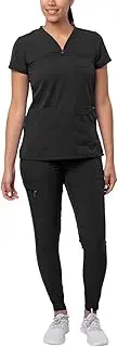 [Adar Uniforms] Adar Pro Movement Booster Scrub Set for Women - Sweetheart V-Neck Scrub Top & Yoga Jogger Scrub Pants