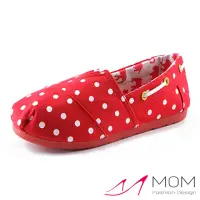 在飛比找momo購物網優惠-【MOM】美式潮流休閒舒適帆布鞋 懶人樂福鞋 親子童鞋(紅色